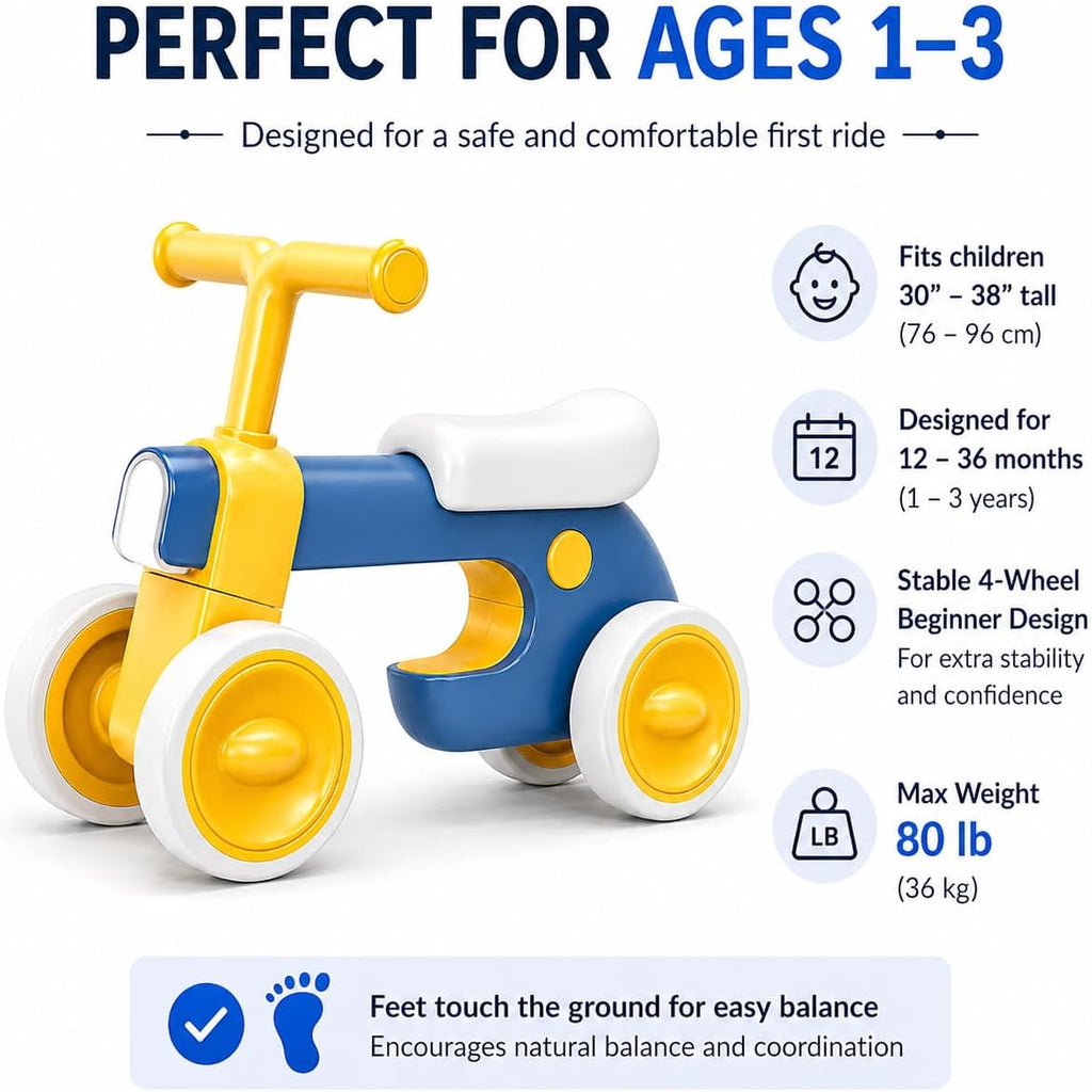Toddler Balance Bike with Lights & Music