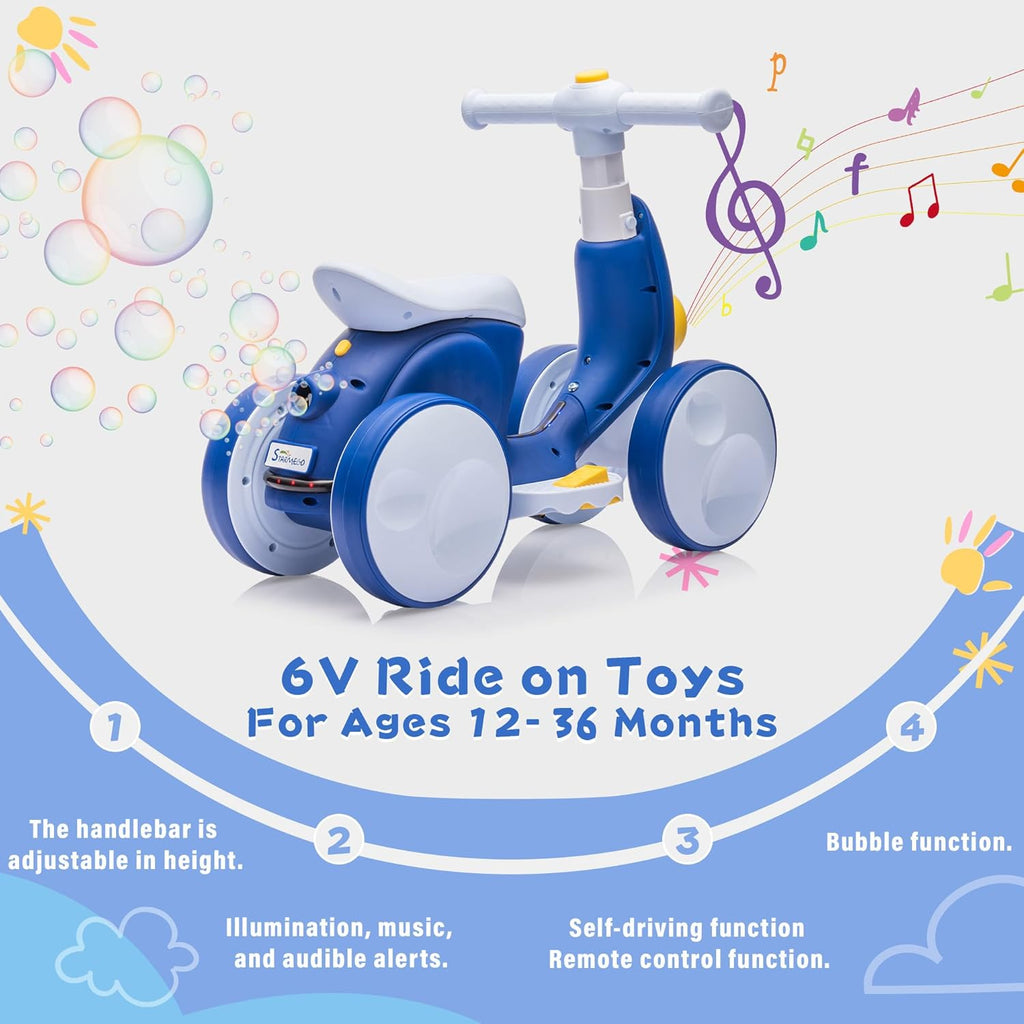 Electric Balance Bike for Toddlers (Ages 1–3) with Bubble Machine