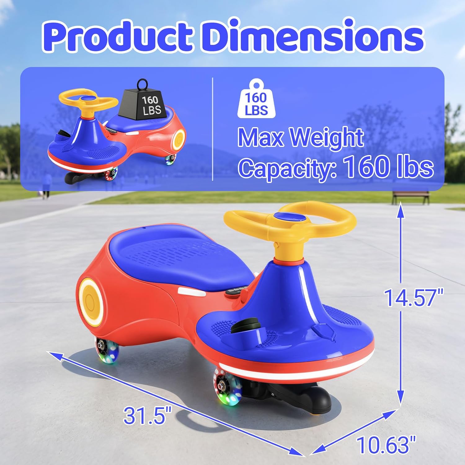 3-in-1 Electric Wiggle Car Ride-On Toy for Kids – 12V Drift Car with Music