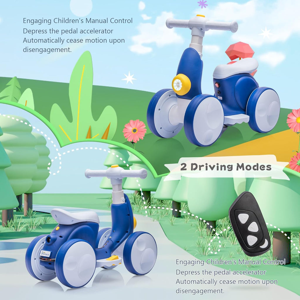 Electric Balance Bike for Toddlers (Ages 1–3) with Bubble Machine
